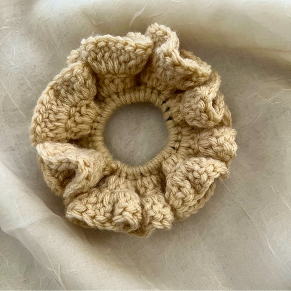 Hand Crafted Accessories - Crocheted Scrunchie | Super Soft
Hair Tie | Girl’s, Women’s Accessories | Cream